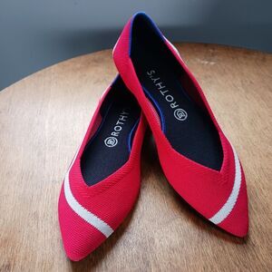 ROTHY'S The Point Rare Lollipop Red White Reflective Racing Stripe Flats Size 9